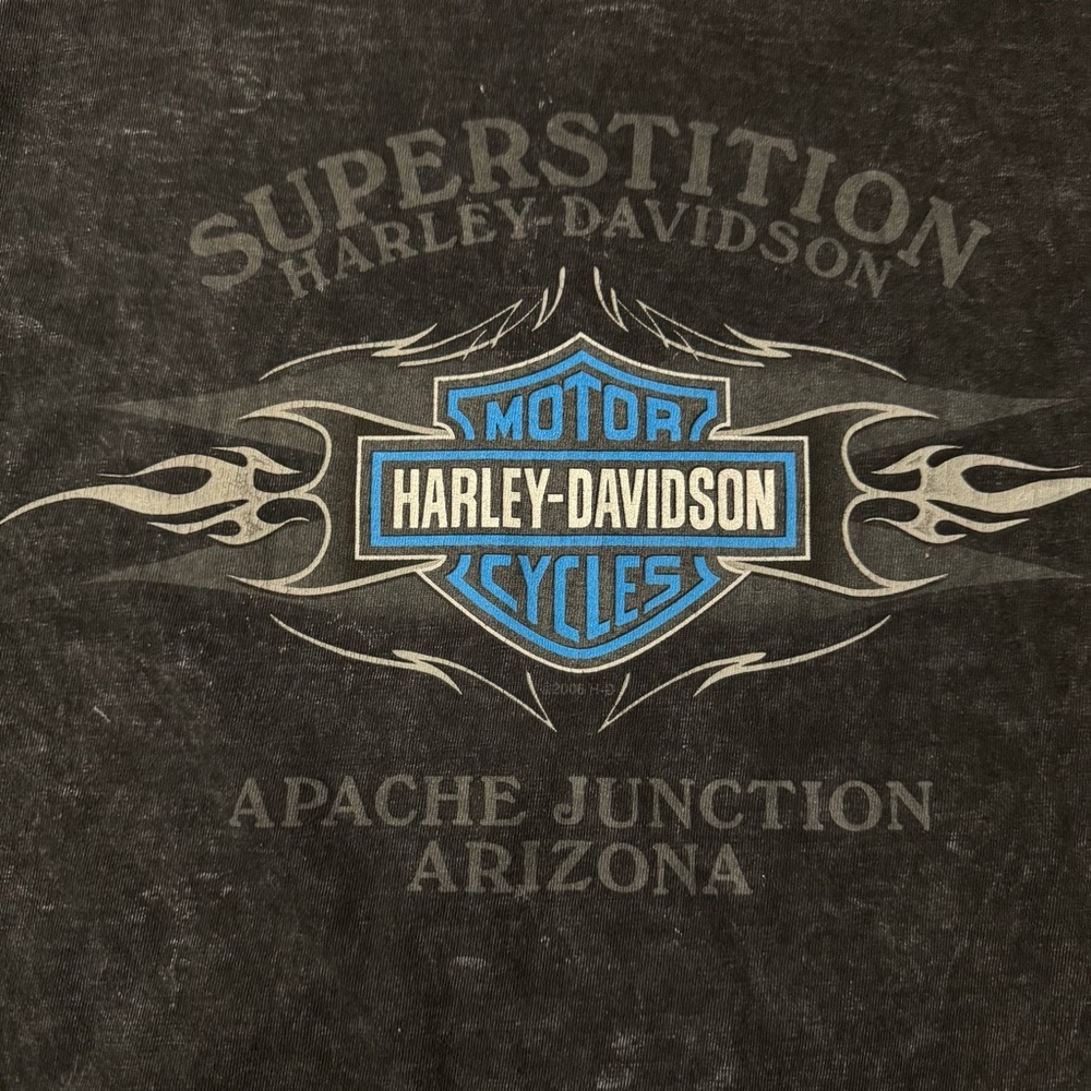 Harley-Davidson Skull & Wrench T-Shirt XL Black Acid Wash Arizona Made in USA - Picture 5 of 6